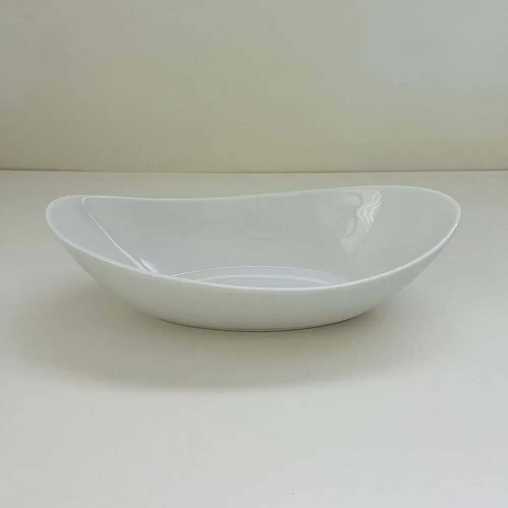 SIDES by OVER & BACK White Porcelain Oval Curved Boat Serving Bowl